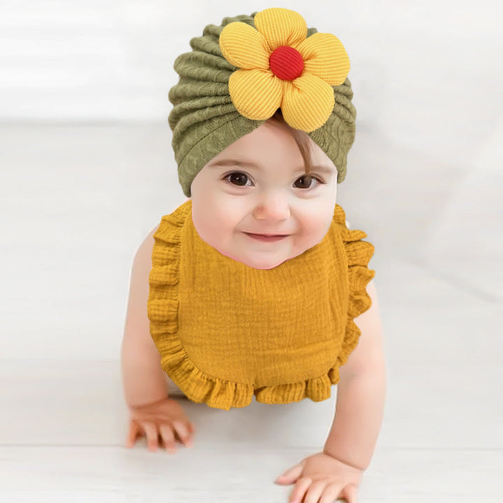 The Perfect Newborn Accessory: Muslin Cotton Hat and Bib Set